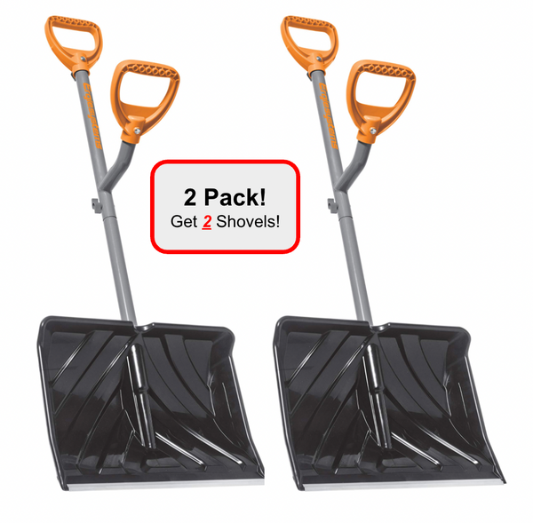 2 PACK | Ergie Shovel ERG-SNSH18 | Steel Shaft Impact Resistant 18" Snow Shovel | 48-Inch Shaft | Push/Scoop Combination Blade (Open Box)