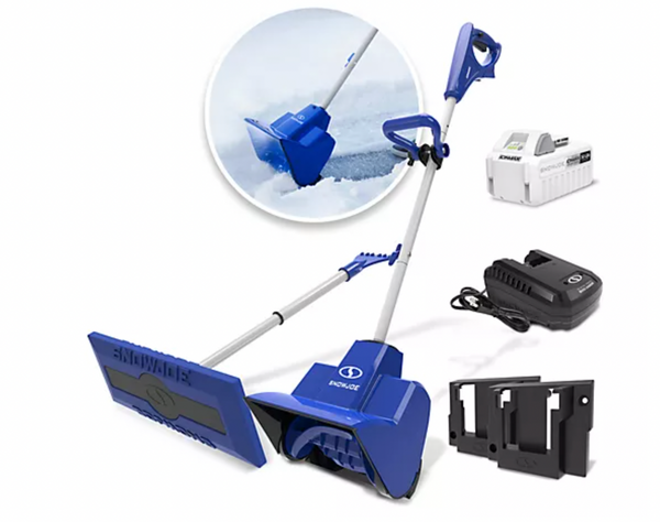 Restored Snow Joe 24V-SS11-ULT | 11" Cordless Snow Thrower Kit | W/ Telescoping Snow Broom & Battery Holder | Battery & Charger Included (Refurbished)